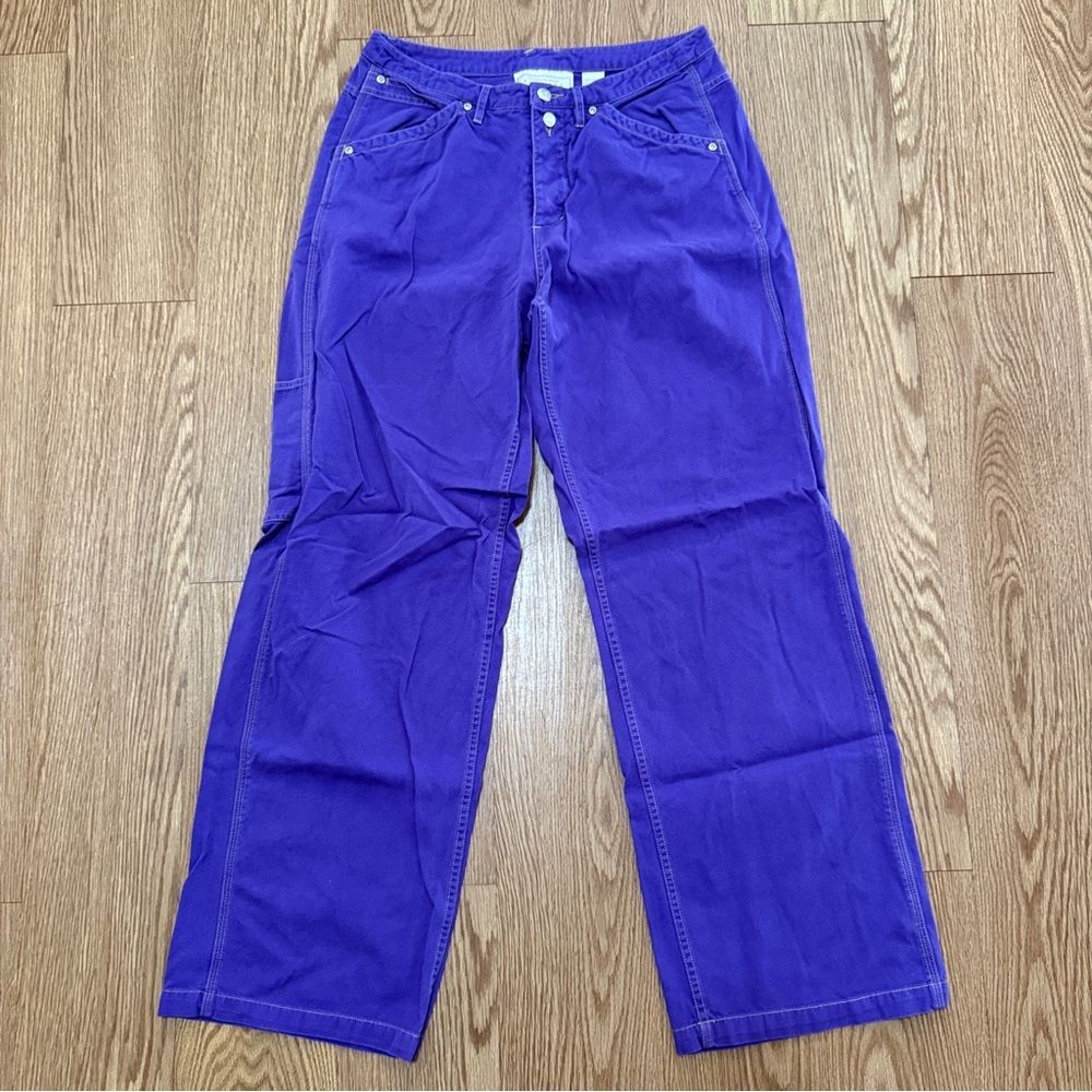 Express Vintage High-Waisted Wide-Leg Carpenter Pants Purple Women's size 9/10